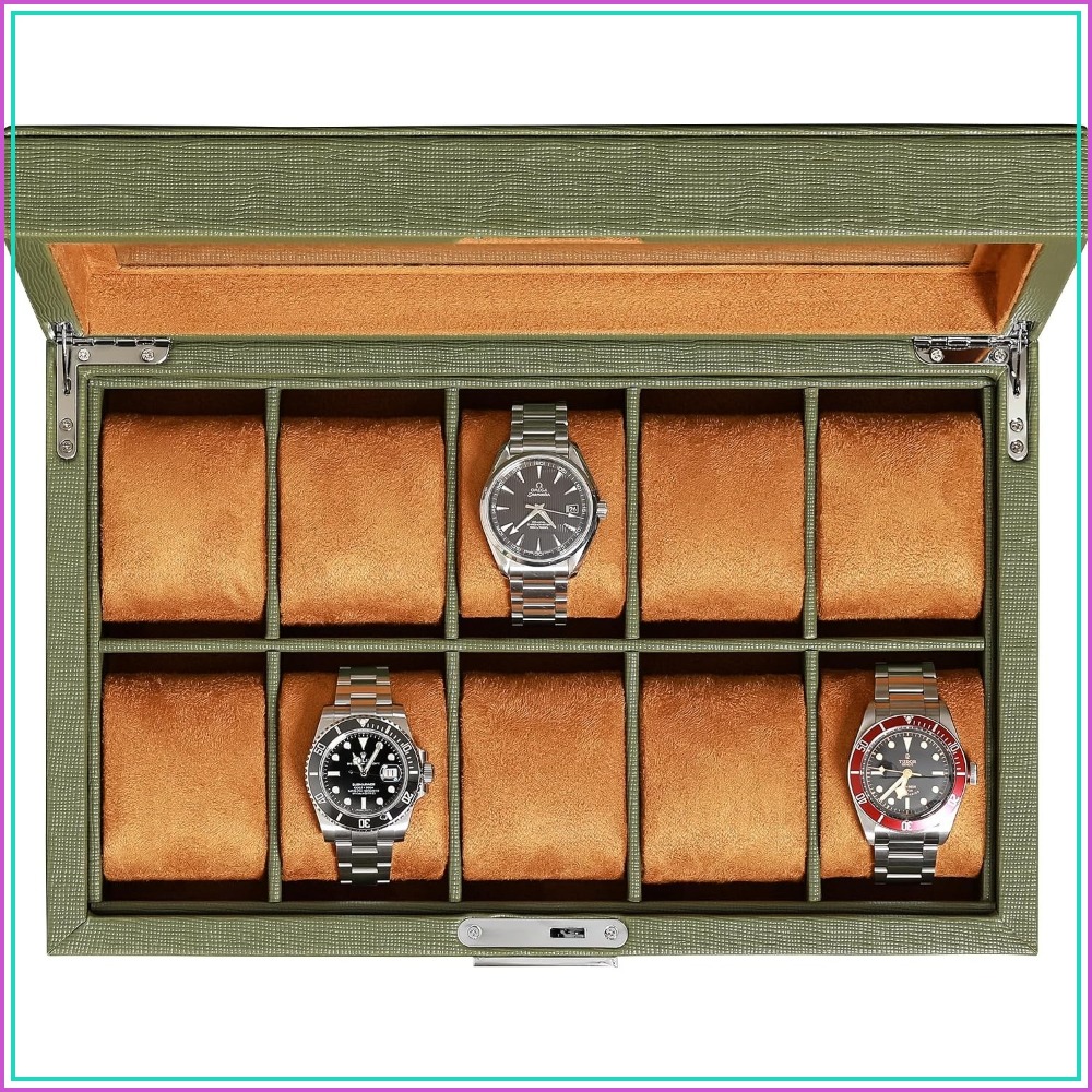 Luxury Watch Women - 10 Slot Leather Watch Box with