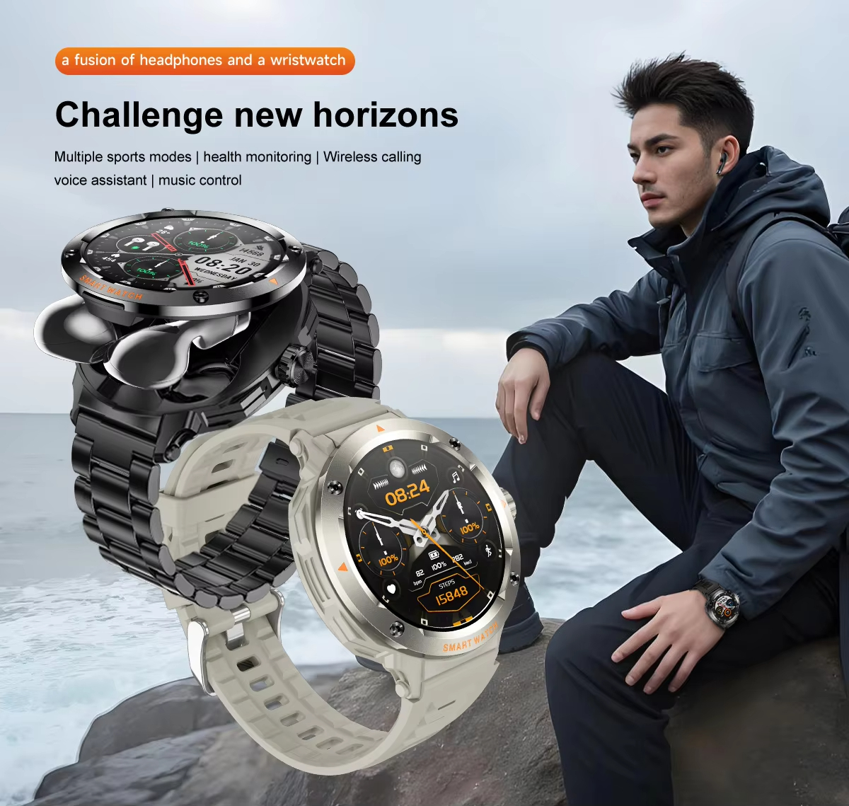 NFC Smart Watch Wireless Earph - Luxury Watch On Wrist ulasan dan harga