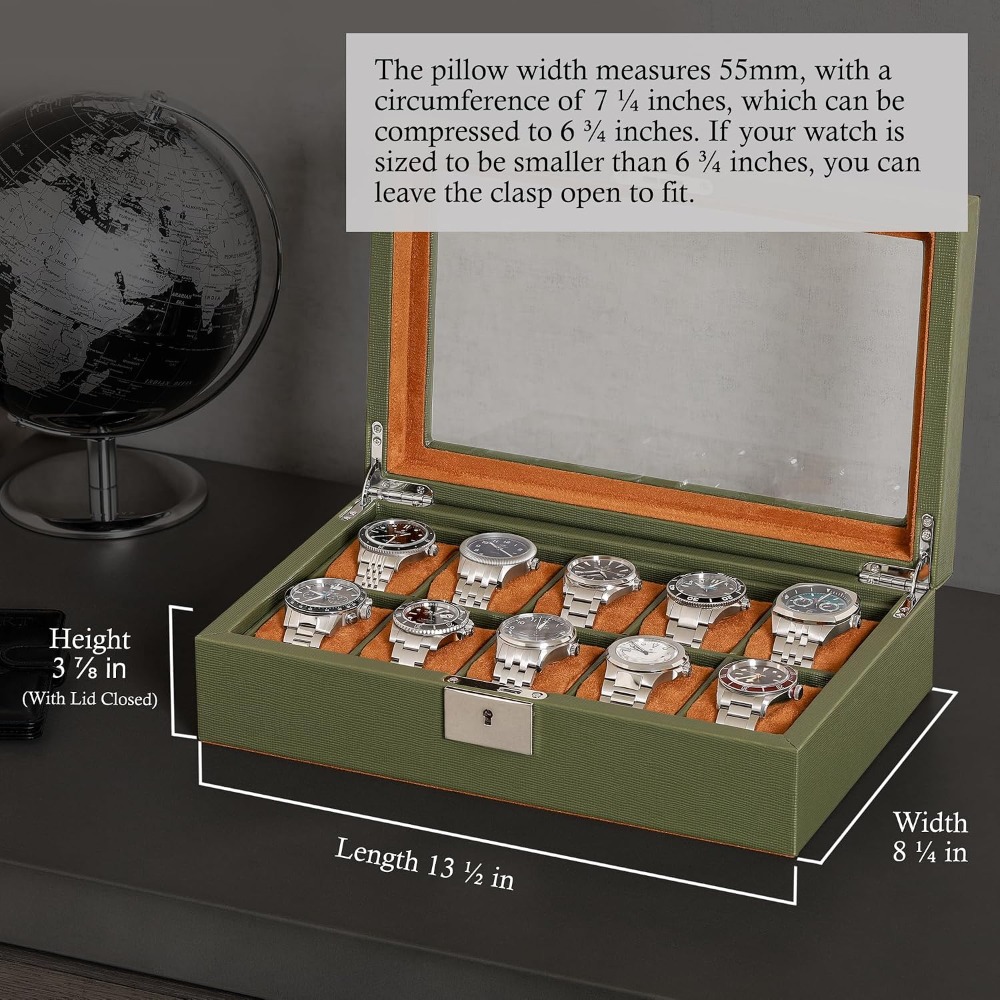 10 Slot Leather Watch Box with - Luxury Watch Women ulasan dan harga
