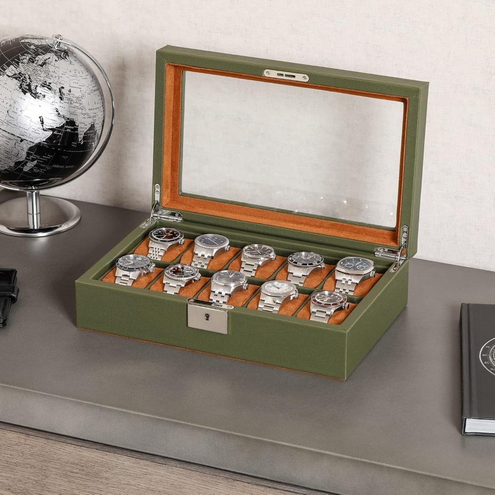 10 Slot Leather Watch Box with - Luxury Watch Women ulasan dan harga