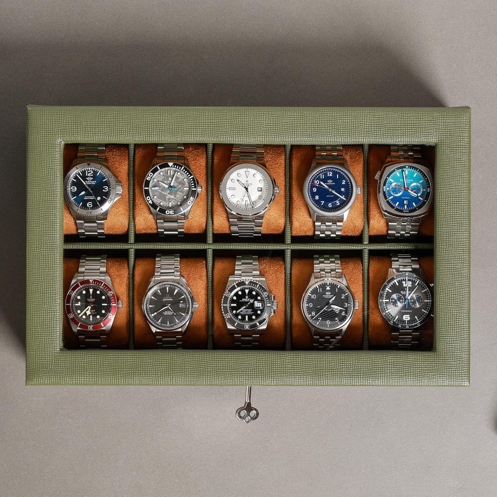 10 Slot Leather Watch Box with - Luxury Watch Women ulasan dan harga