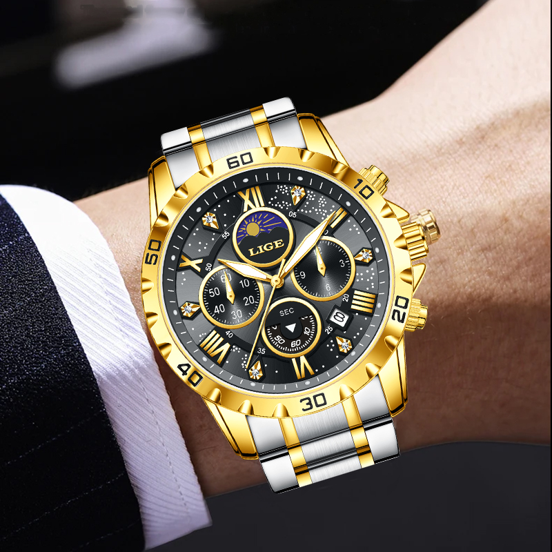 LIGE Top Brand Luxury Quartz M - Luxury Watch Hand ulasan dan harga