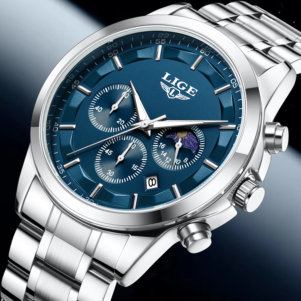 LIGE Luxury Fashion Quartz Man - Luxury Watch Hand ulasan dan harga