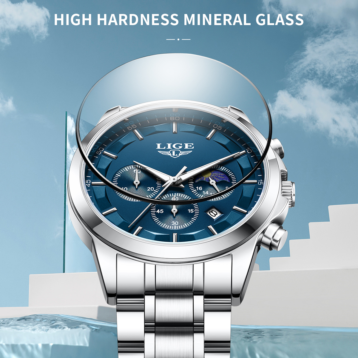 LIGE Luxury Fashion Quartz Man - Luxury Watch Hand ulasan dan harga
